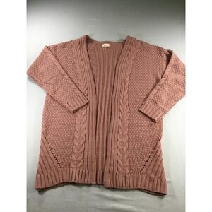 Debut Crotched S/M Cardigan Pink Boho Cable Knit Open Front Sweater Layering